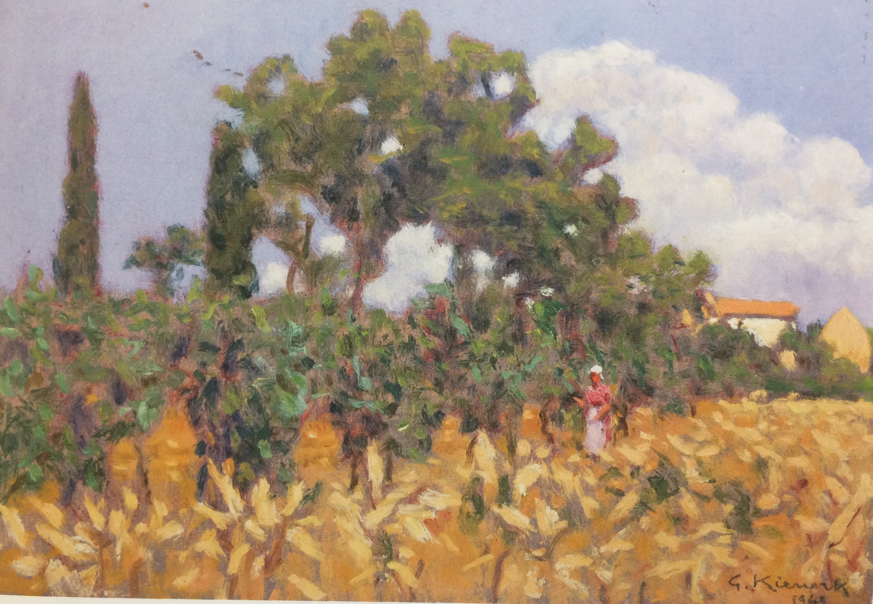 Campo di sfoglie, Paesaggio campestre (dipinto) di Kienerk Giorgio (sec. XX)