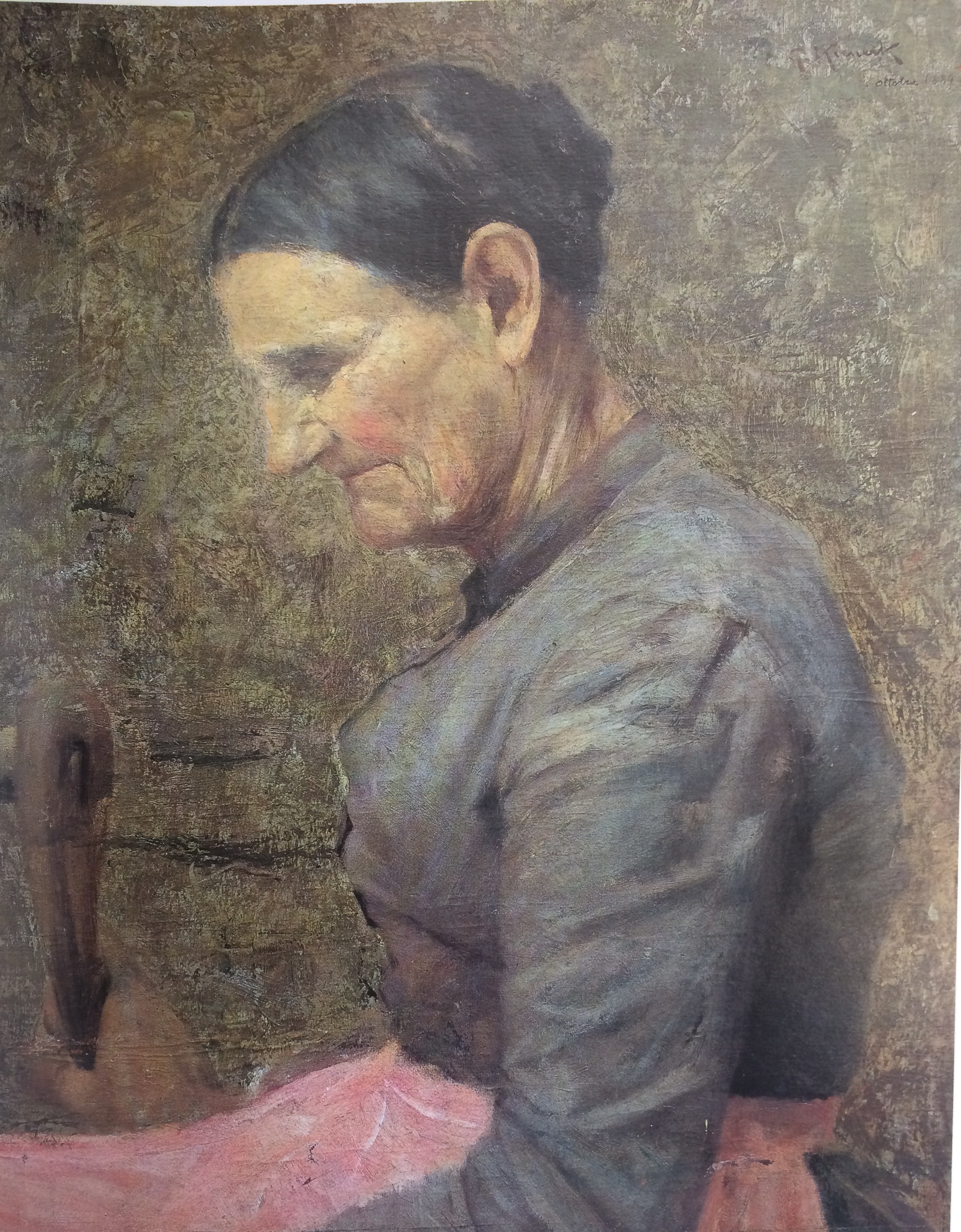 La nonna, Figura femminile (dipinto) di Kienerk Giorgio (sec. XIX)