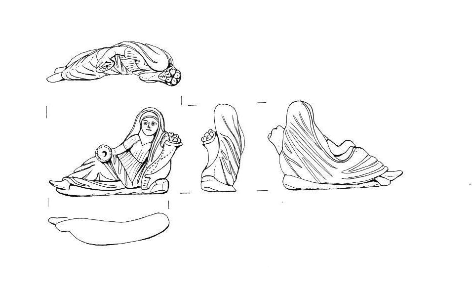 statuina di donna semidistesa, su base curvilinea (I-II d.C)