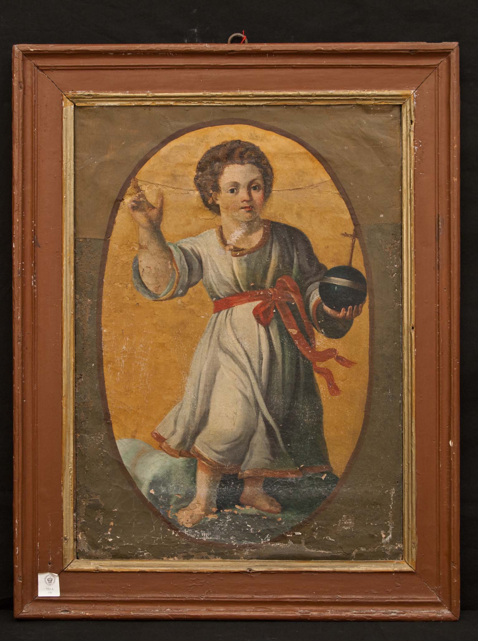 SALVATOR MUNDI (dipinto - dipinto su tela, opera isolata) di Ignoto (maniera) - ambito Italia meridionale (XVIII)