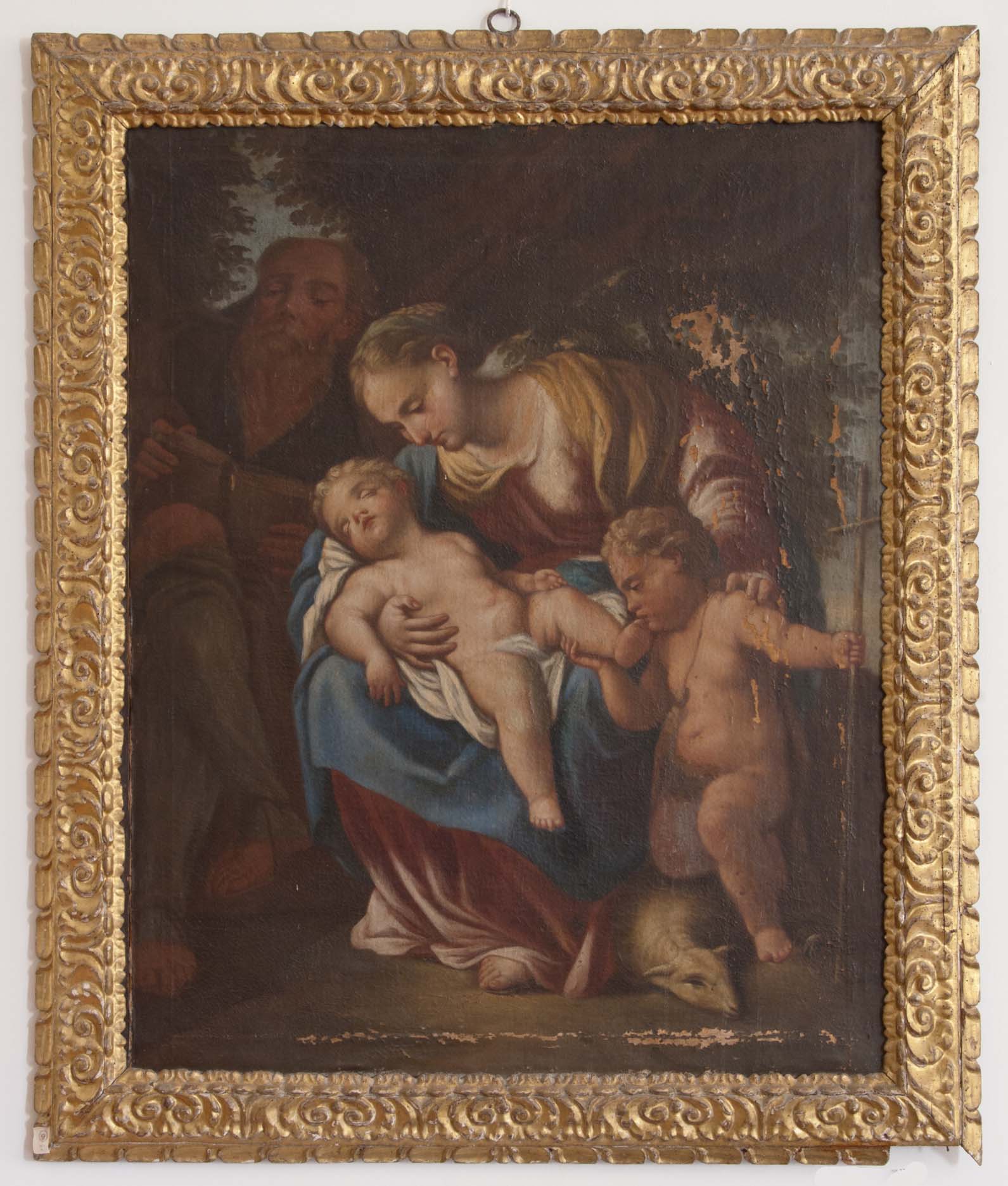 SACRA FAMIGLIA CON S. GIOVANNINO (dipinto su tela, opera isolata) di Ignoto (maniera) - ambito Italia meridionale (XVIII)