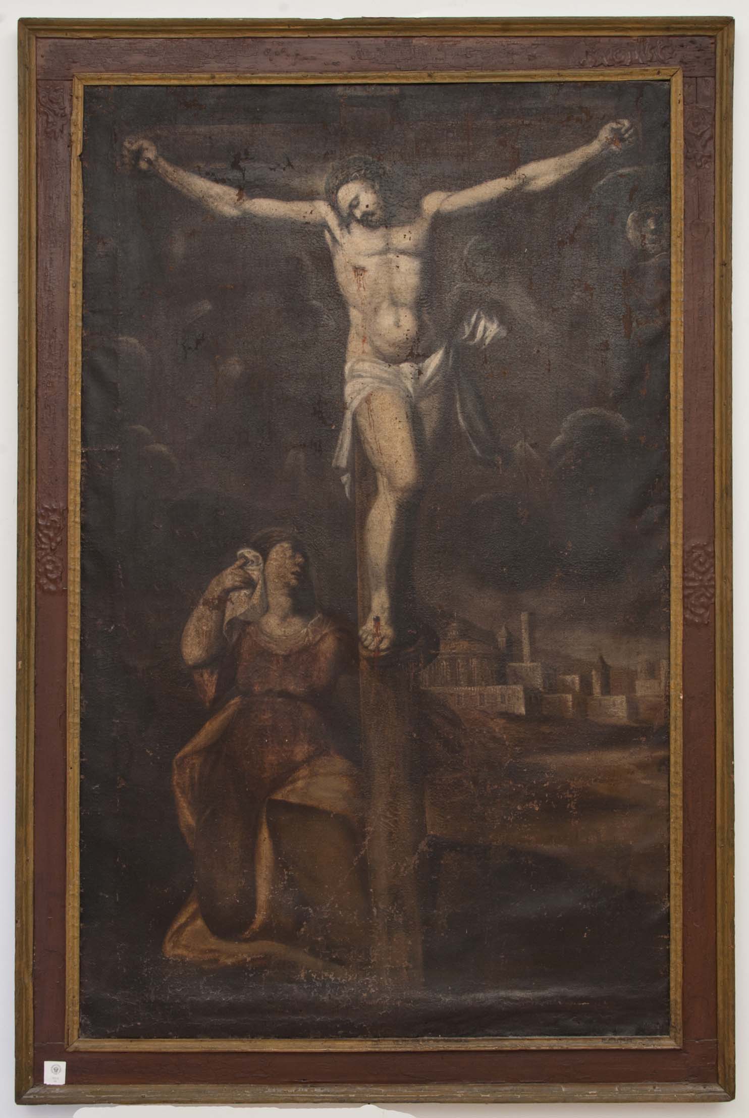 CROCIFISSO CON LA VERGINE MARIA (dipinto - dipinto su tela, opera isolata) di Ignoto (maniera) - ambito Italia meridionale (XVIII)