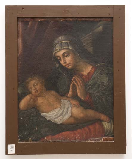 MADONNA CON BAMBINO (dipinto - dipinto su tela, opera isolata) di Ignoto (maniera) - ambito Italia meridionale (XVIII)