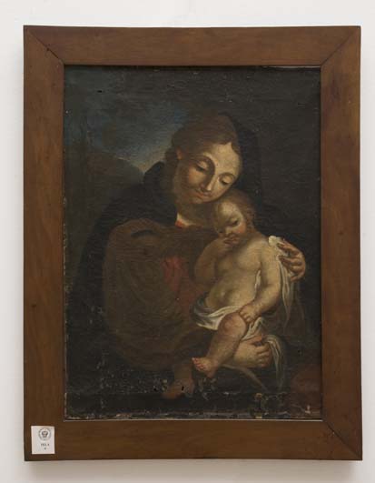 MADONNA CON BAMBINO (dipinto - dipinto su tela, opera isolata) di Ignoto (maniera) - ambito Italia meridionale (XVII)