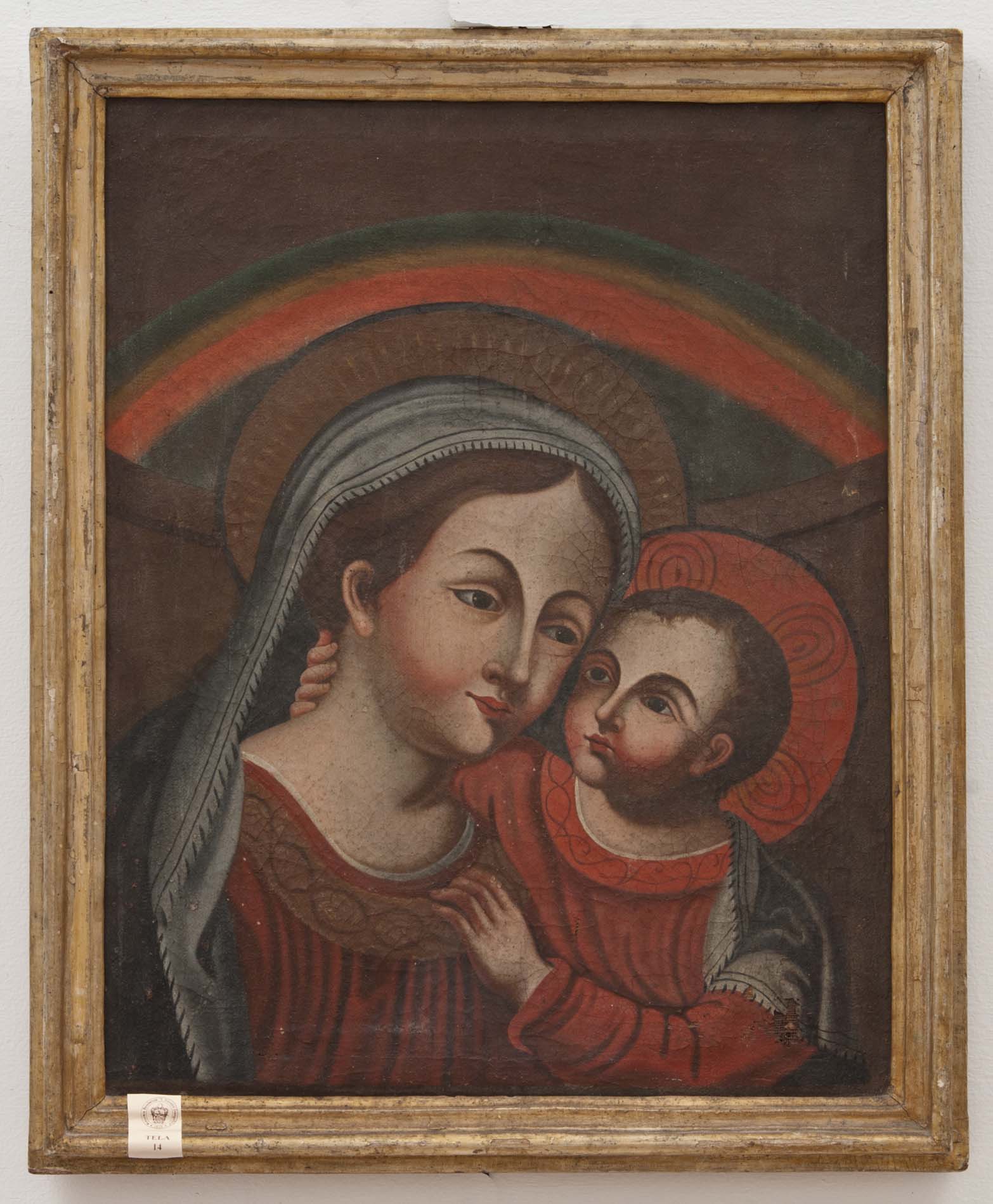 MADONNA CON BAMBINO (dipinto - dipinto su tela, opera isolata) di Ignoto (maniera) - ambito Italia meridionale (XIX)
