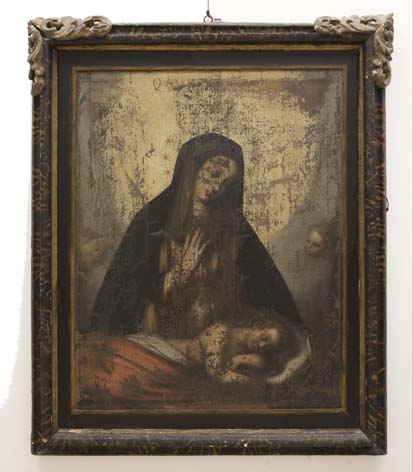 MADONNA CON BAMBINO (dipinto - dipinto su tela, opera isolata) di Ignoto (maniera) - ambito Italia meridionale (XVII)