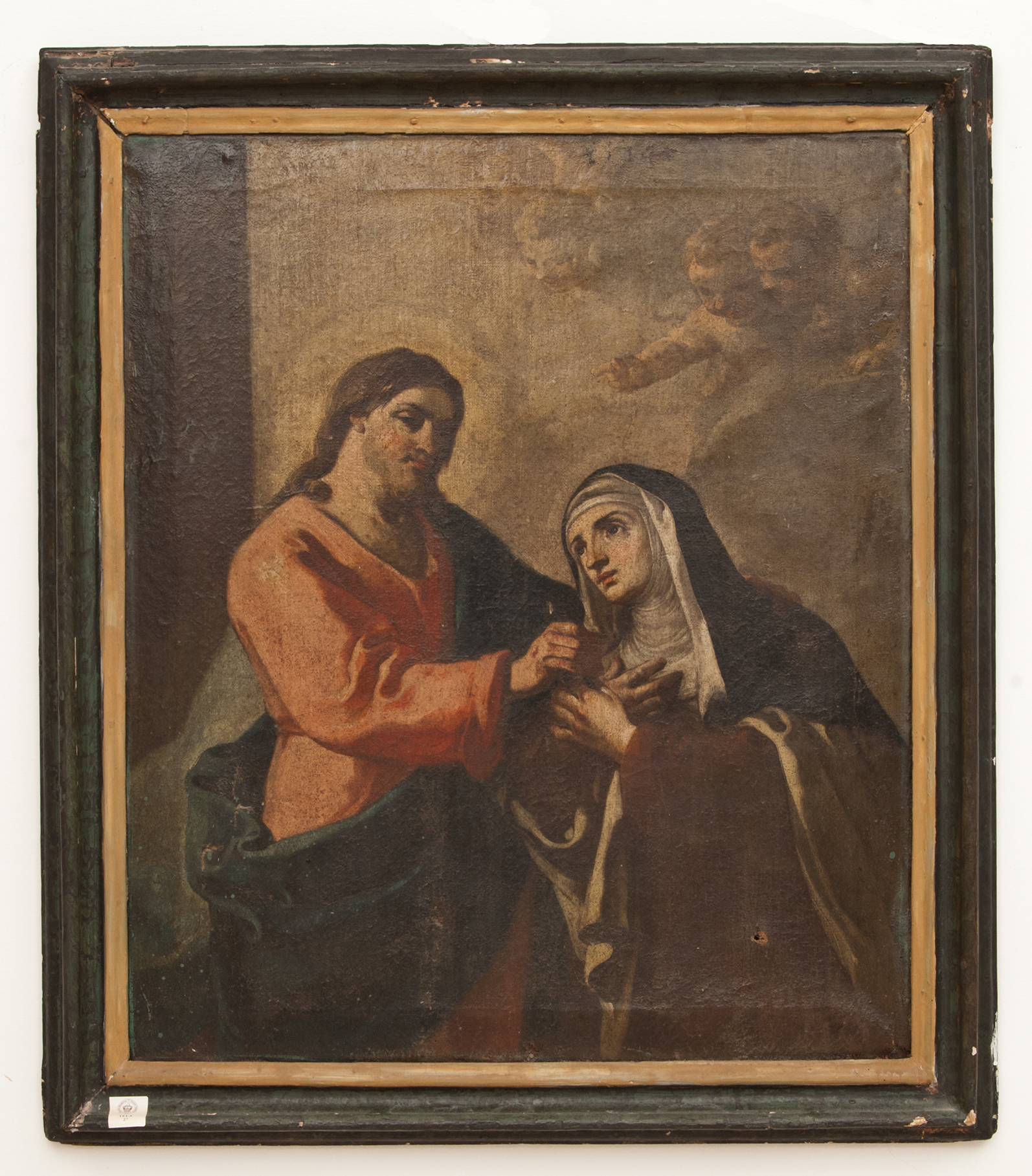 GESU’ CON SANTA MONACA (dipinto - dipinto su tela, opera isolata) di Ignoto (maniera) - ambito Italia meridionale (XVIII)