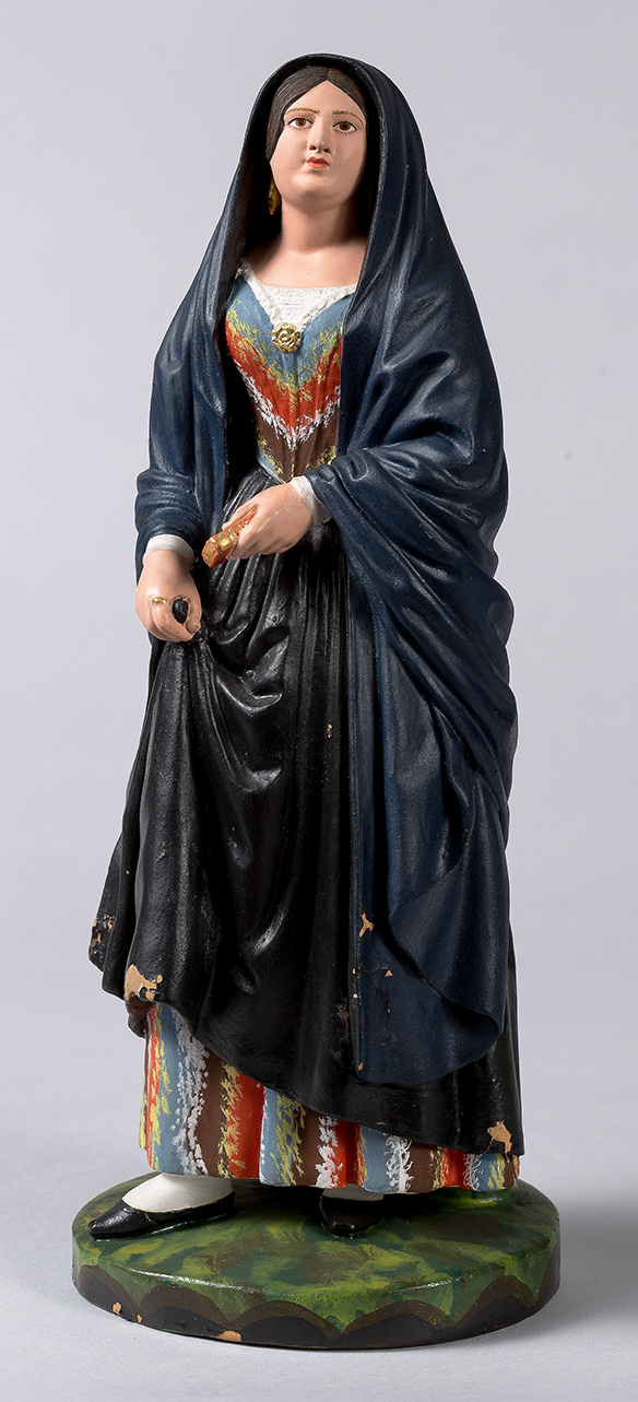 Donna con manto blu (statuetta vestita) - manifattura portoghese (terzo quarto sec. XIX)