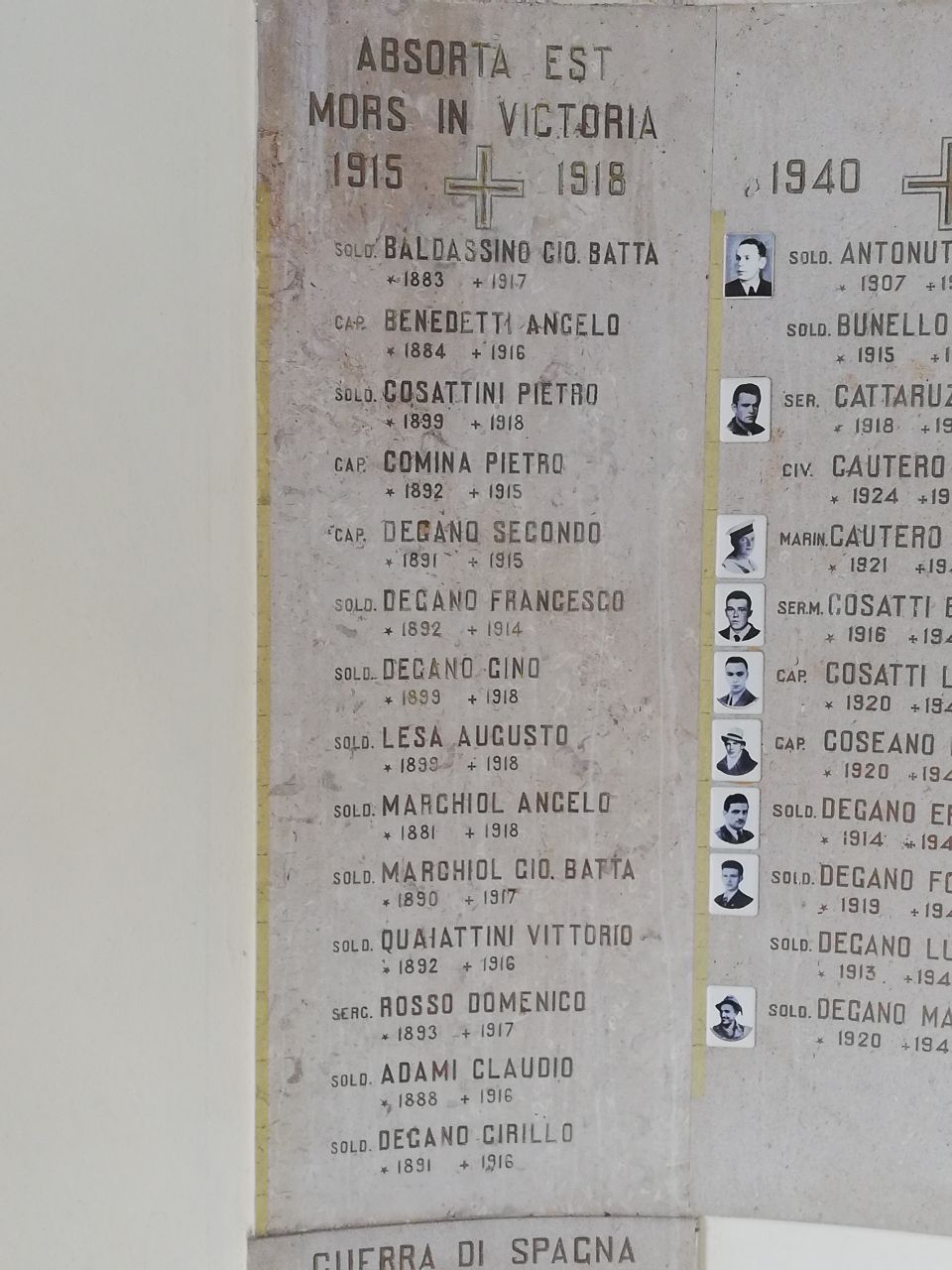 soggetto assente (lapide commemorativa ai caduti, serie) - manifattura friulana (prima metà XX)