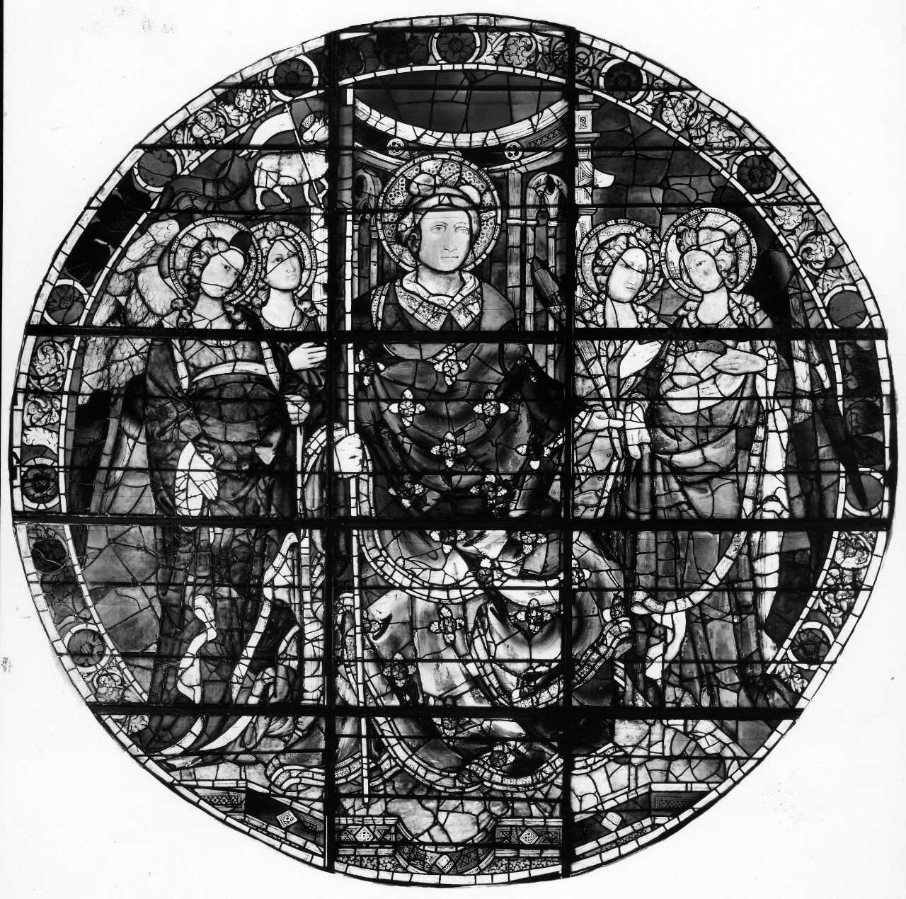 Santo Stefano/ angeli (vetrata) di Ghiberti Lorenzo (attribuito), Niccolò di Piero Tedesco (attribuito) (sec. XV)