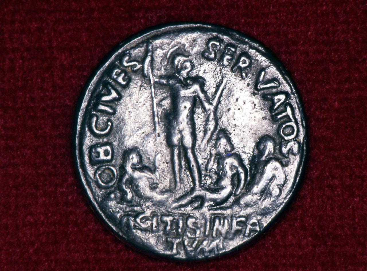 figure armate e divinità fluviali (medaglia) di Pasti Matteo de' (ultimo quarto sec. XV)
