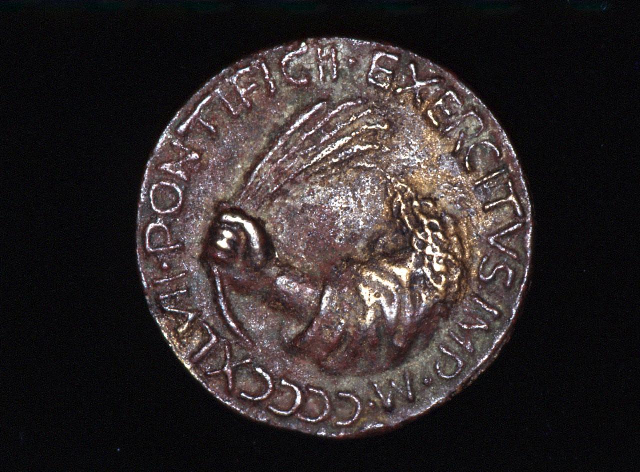 ritratto di Sigismondo Pandolfo Malatesta, braccio con ramo (medaglia) di Pasti Matteo de' (metà sec. XV)