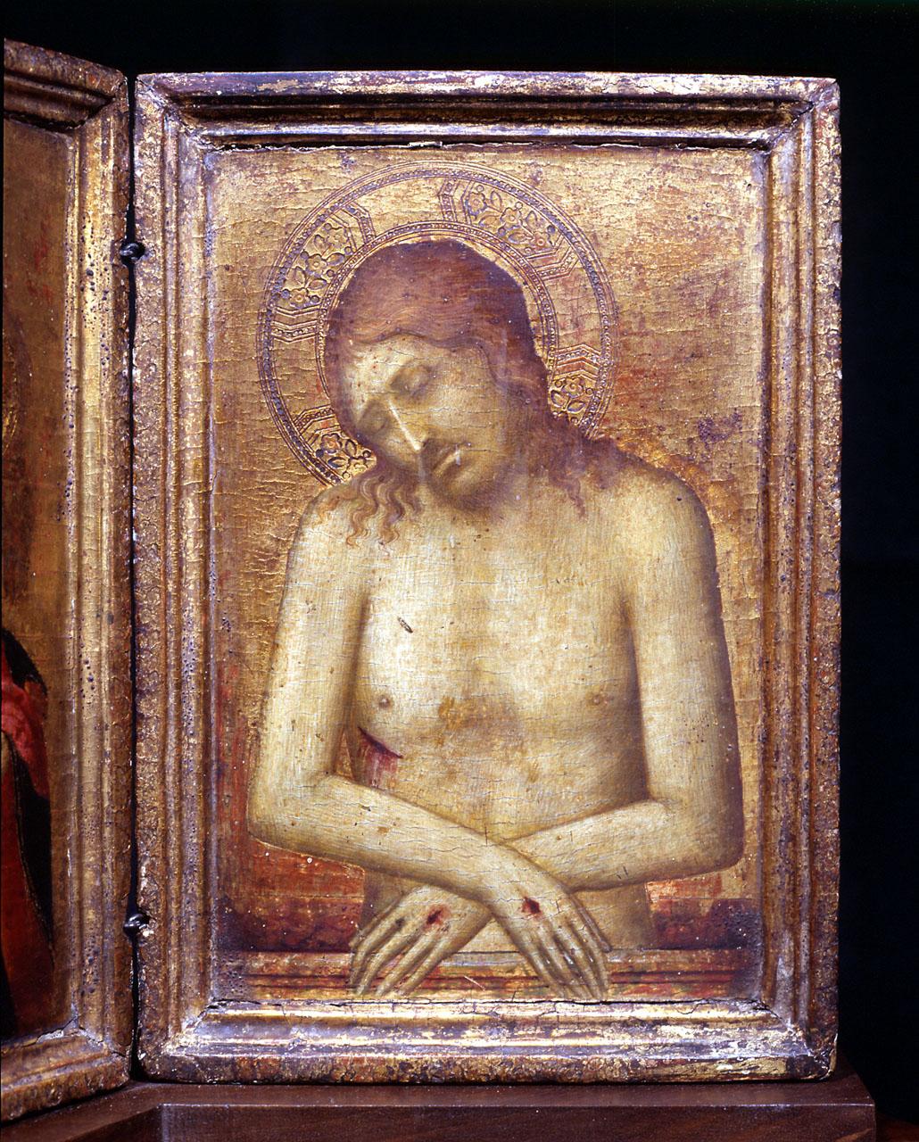 Cristo in pietà (valva di dittico) di Barna da Siena (sec. XIV)