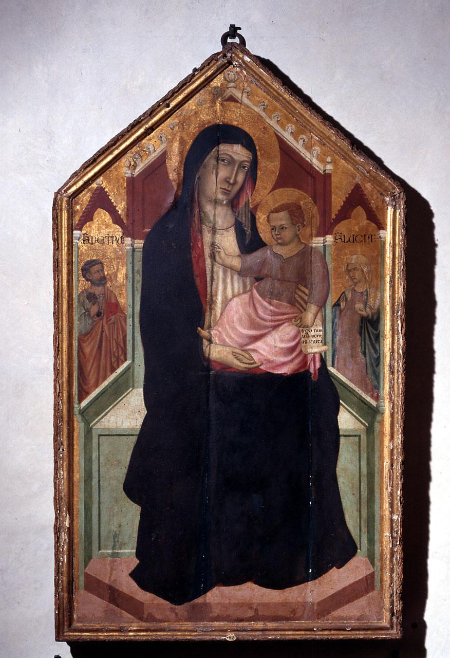 Madonna con Bambino in trono con San Pietro e Santa Lucia (dipinto) di Lippo di Benivieni (primo quarto sec. XIV)