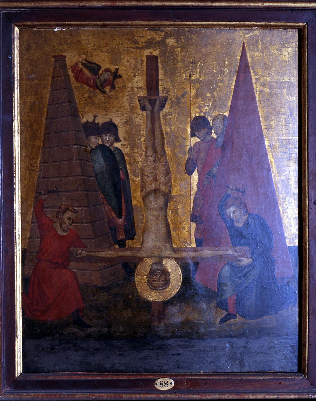 crocifissione di San Pietro (scomparto di predella) di Maestro del Crocifisso Corsi (sec. XIV)