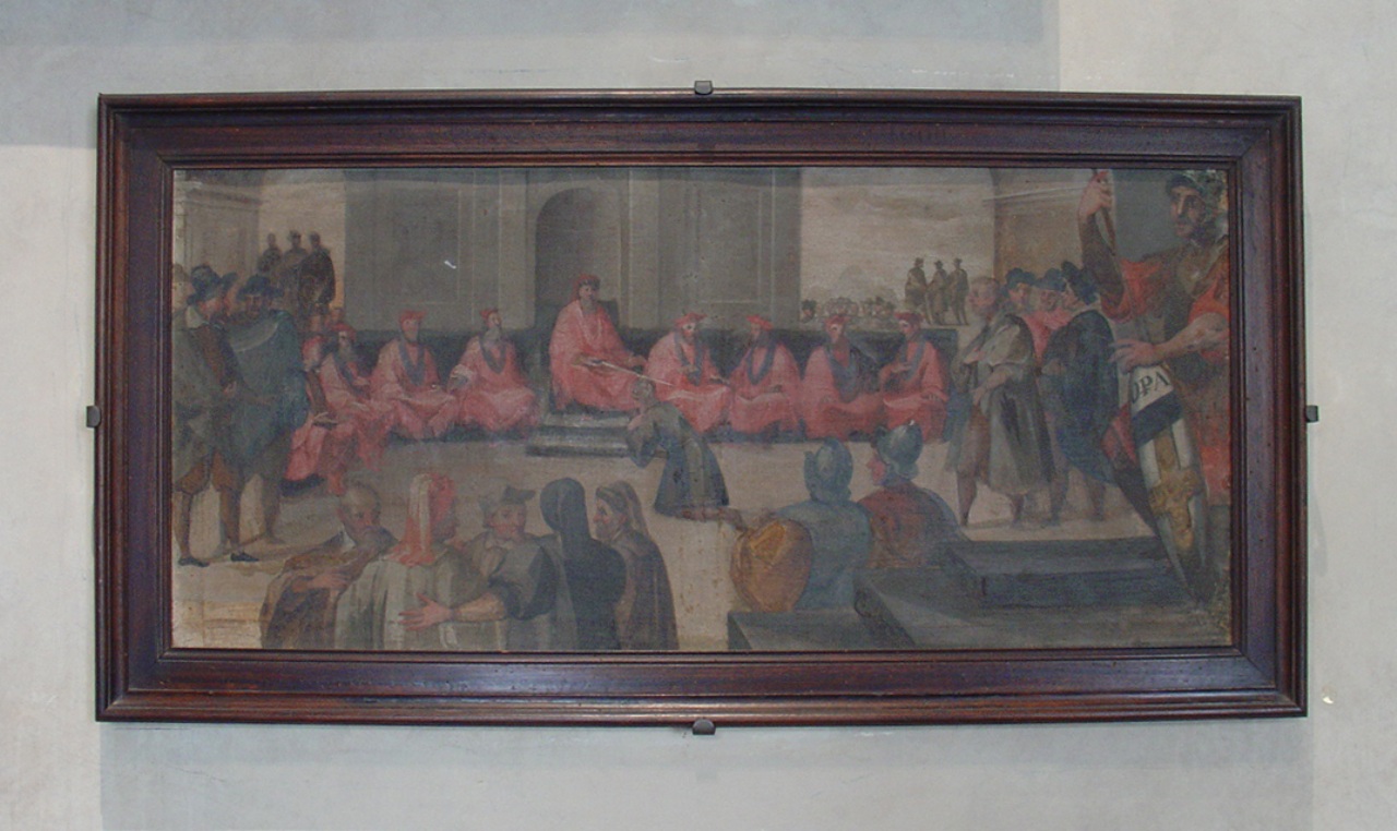 episodio della vita di Enea Silvio Piccolomini (?) (dipinto) - ambito senese (secc. XVI/ XVII)