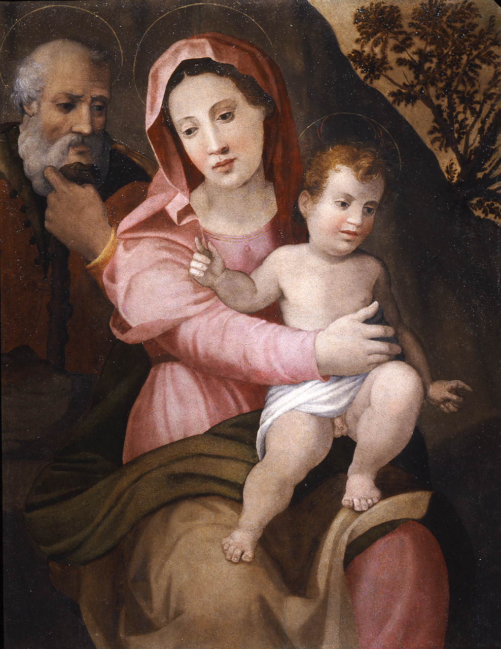 Madonna con Gesù Bambino e San Giuseppe (dipinto) - ambito fiorentino (sec. XVI)