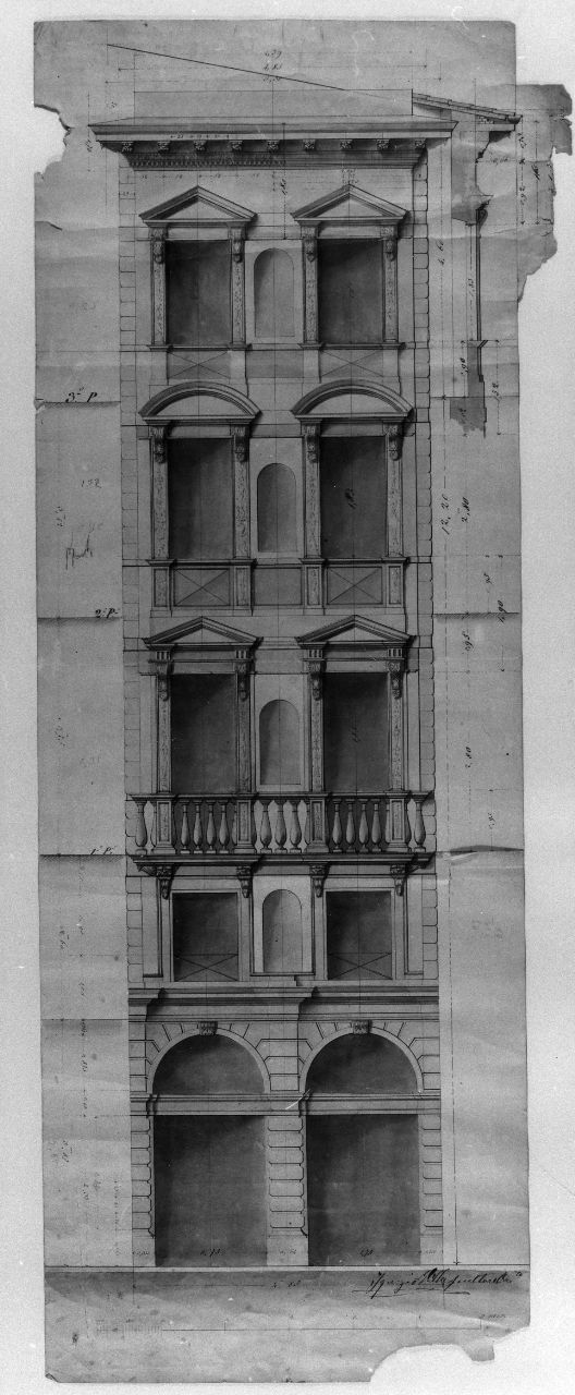 progetto di facciata (disegno architettonico) di Villa Ignazio (fine sec. XIX)