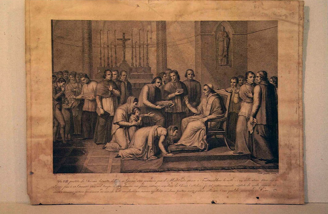papa Pio VII benedice la folla (stampa) di Lasinio Carlo (sec. XIX)