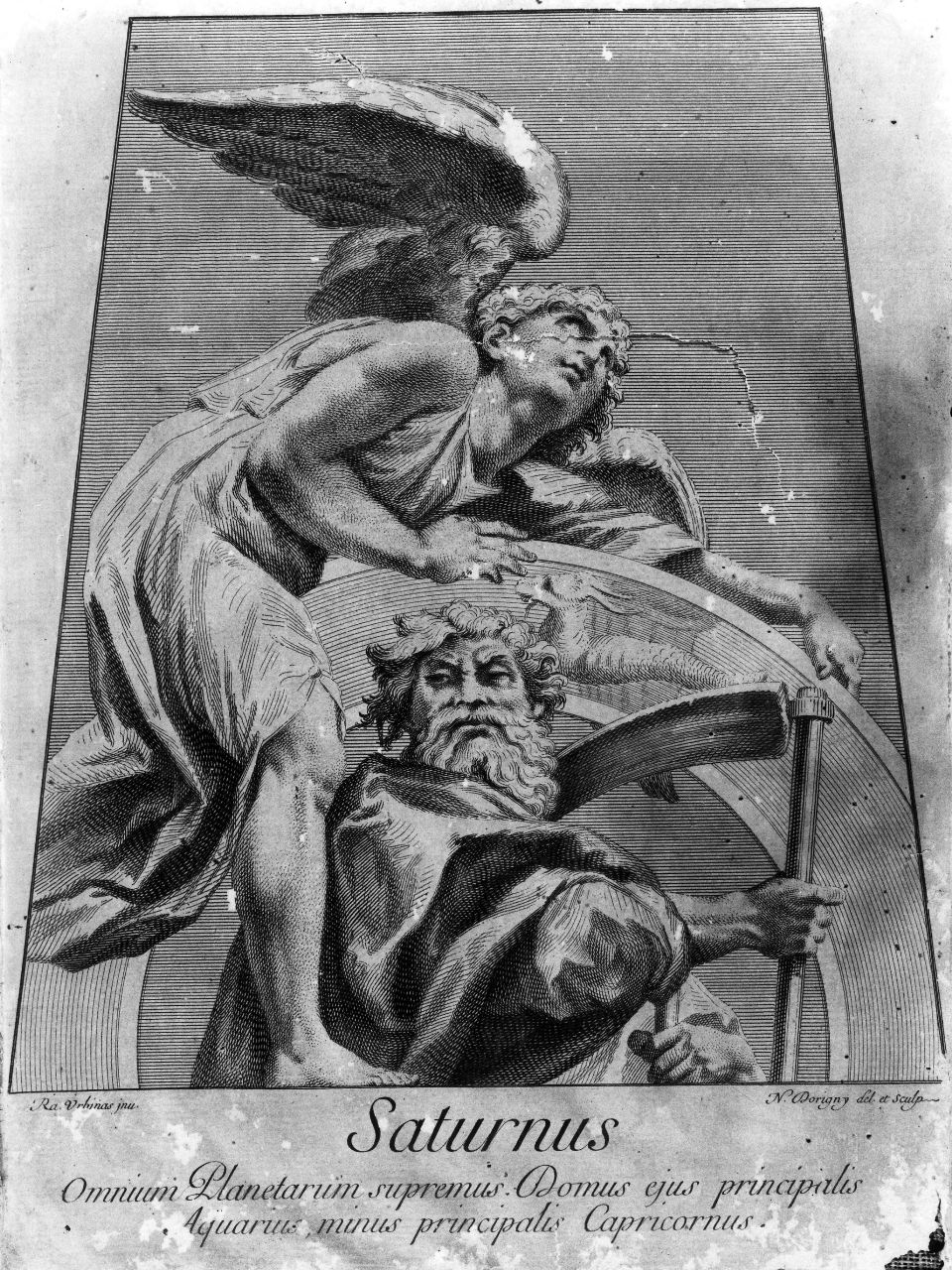 Saturno (stampa) di Dorigny Niccolò, Sanzio Raffaello detto Raffaello (fine/ inizio secc. XVII/ XVIII)