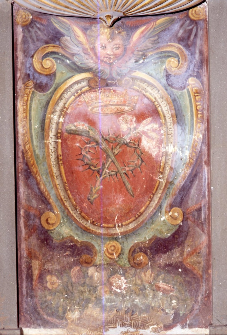 simboli del martirio e della passione (dipinto murale) di Barbatelli Bernardino detto Poccetti (scuola) (sec. XVI)