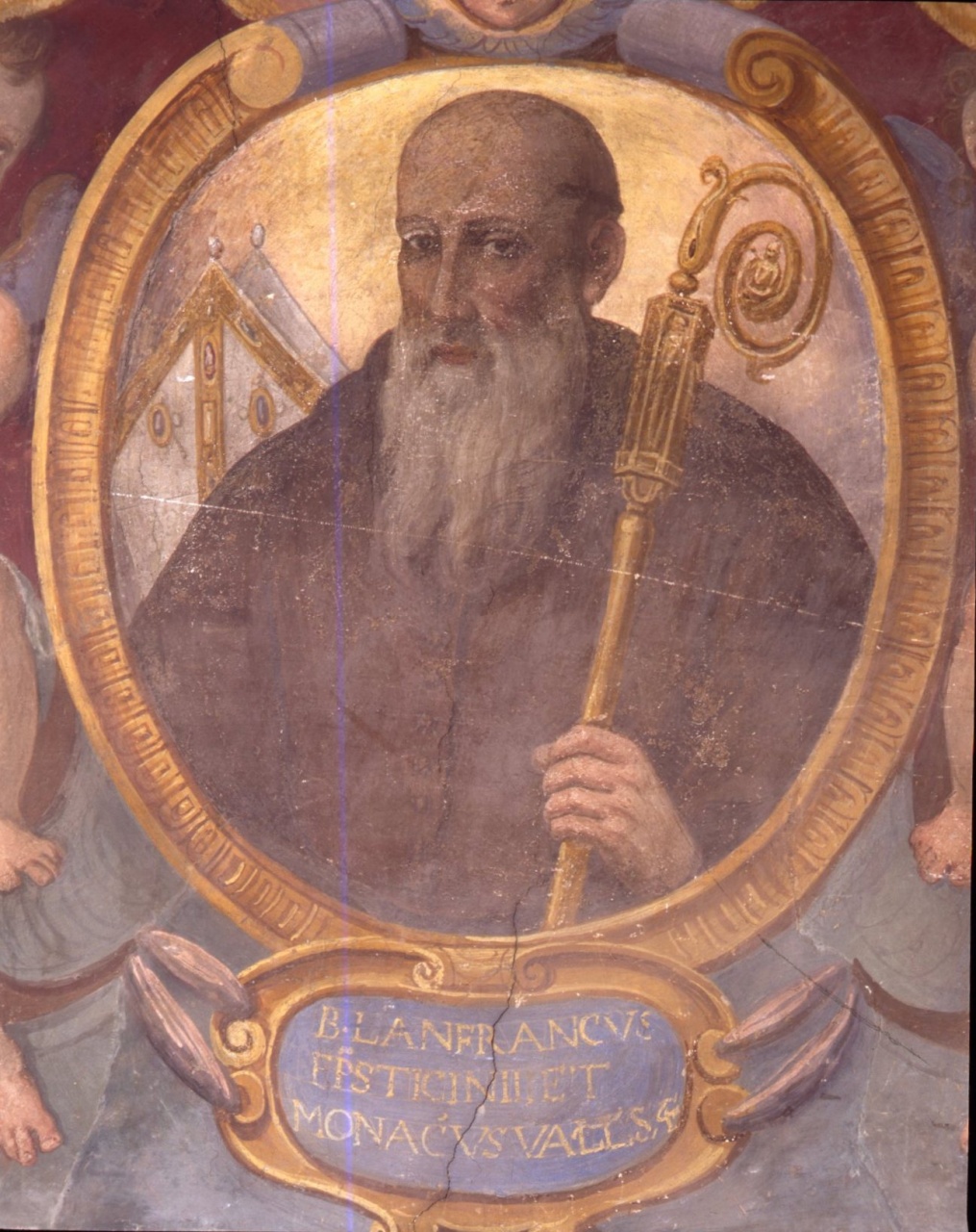 Beato Lanfranco Vescovo (dipinto murale) di Barbatelli Bernardino detto Poccetti (scuola) (sec. XVI)
