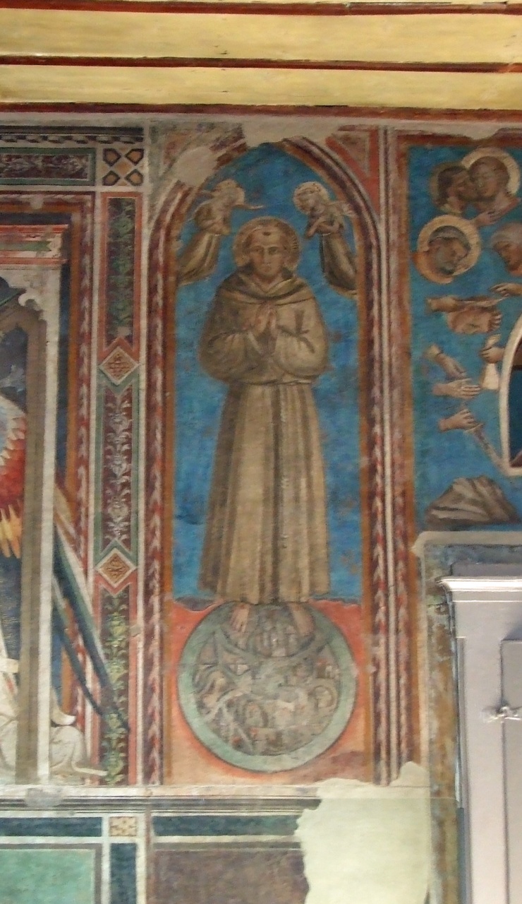 San Francesco d'Assisi protegge la terra (dipinto murale, elemento d'insieme) di Bicci di Lorenzo (attribuito) (sec. XV)