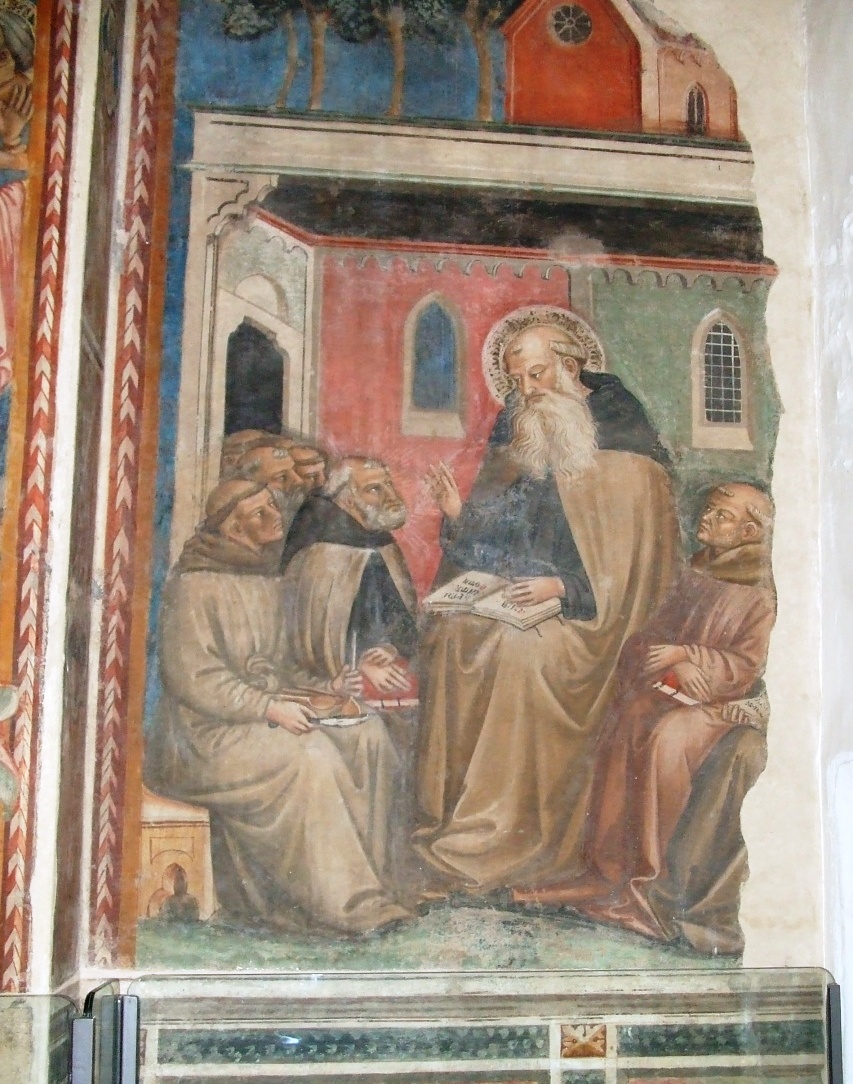 San Benedetto insegna ai confratelli (dipinto murale, elemento d'insieme) di Bicci di Lorenzo (attribuito) (sec. XV)