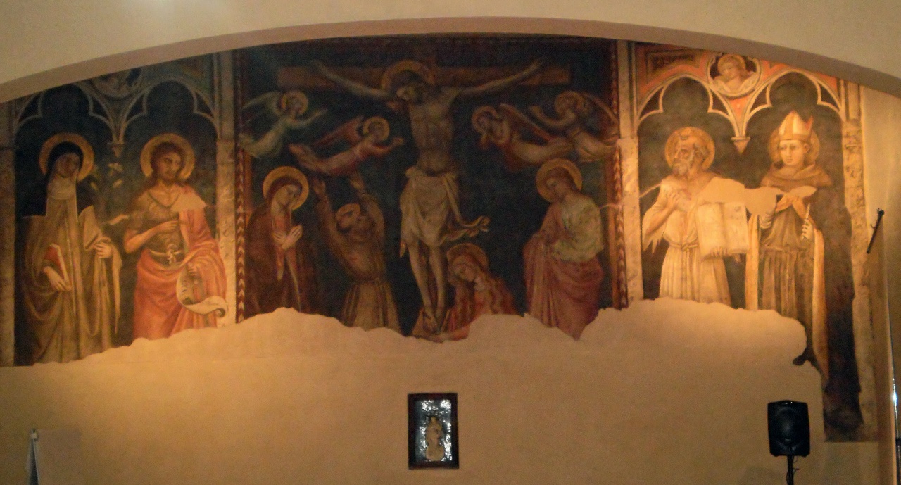 crocifissione di Cristo con la Madonna e santi (dipinto murale) di Bicci di Lorenzo (attribuito) (sec. XV)