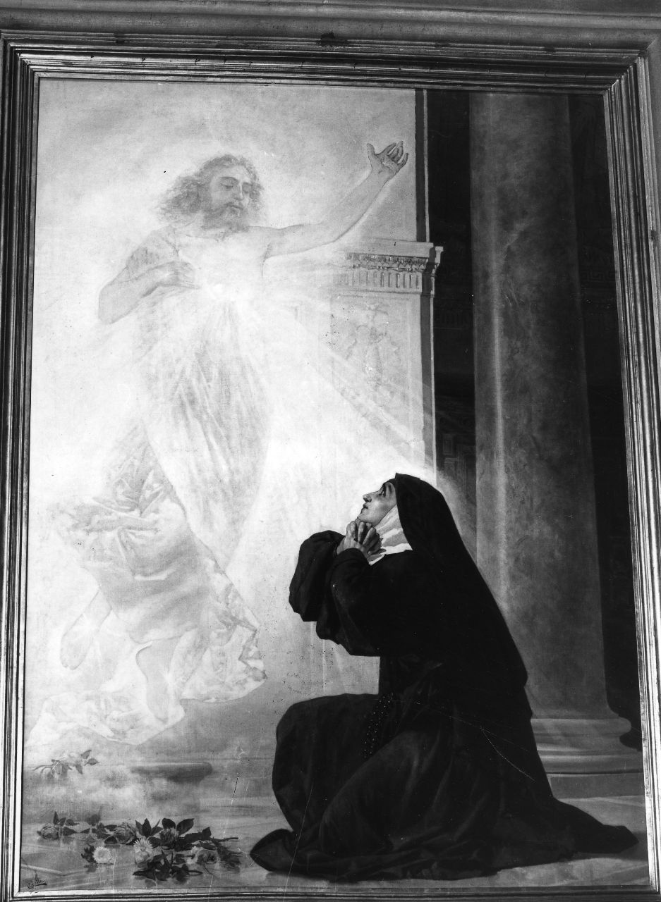 Cristo appare a Santa Margherita Maria Alacoque (dipinto) di Gelli Edoardo (sec. XX)