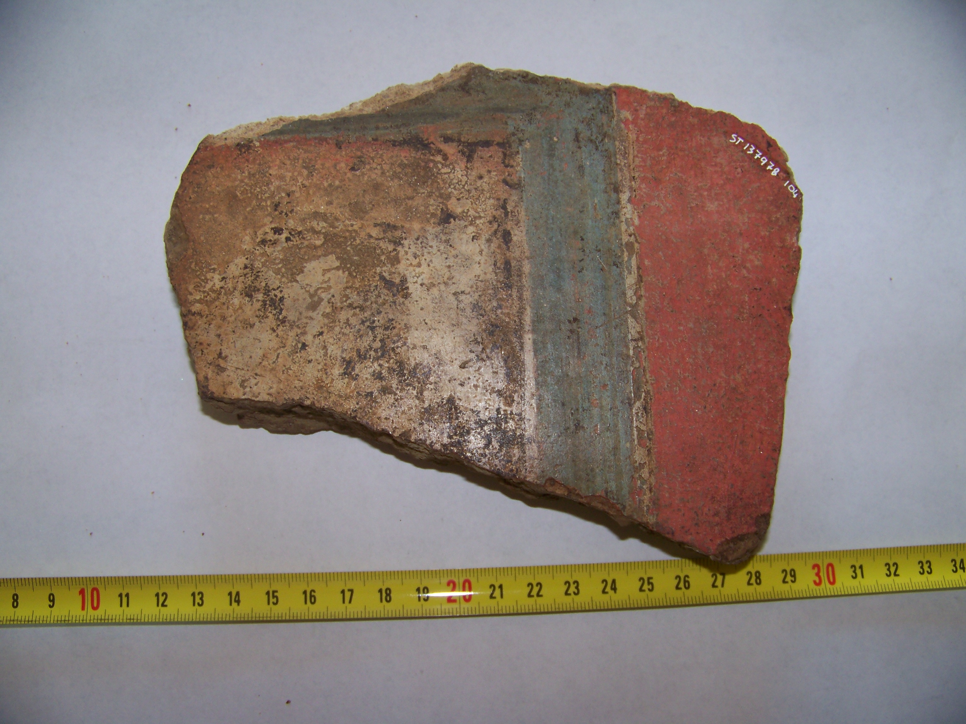 affresco/ frammenti, 1 frammento d'intonaco, ST 137978 - arte romana (Età dei Flavi)