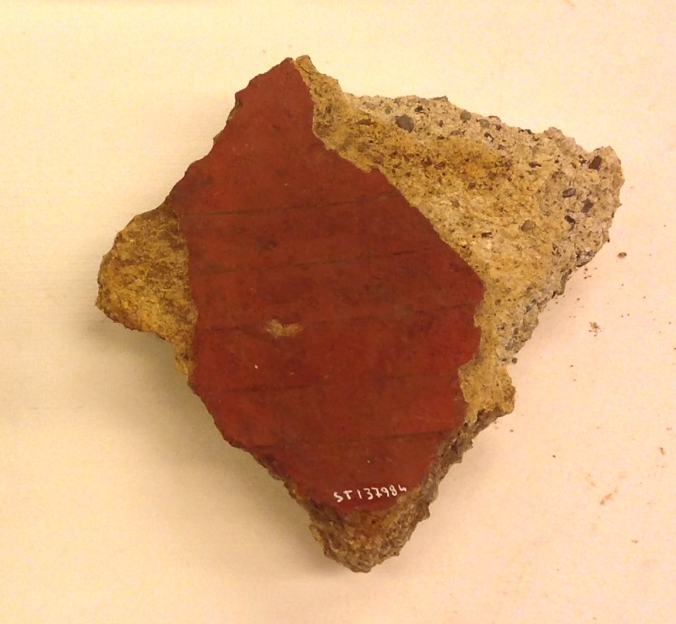 affresco/frammento, 1 frammento d'intonaco, ST 137984 - ambito romano (PERIODIZZAZIONI/ STORIA/ Età antica/ Età romana/ Età romana imperiale/ Età altoimperiale/ Età dei Flavi)