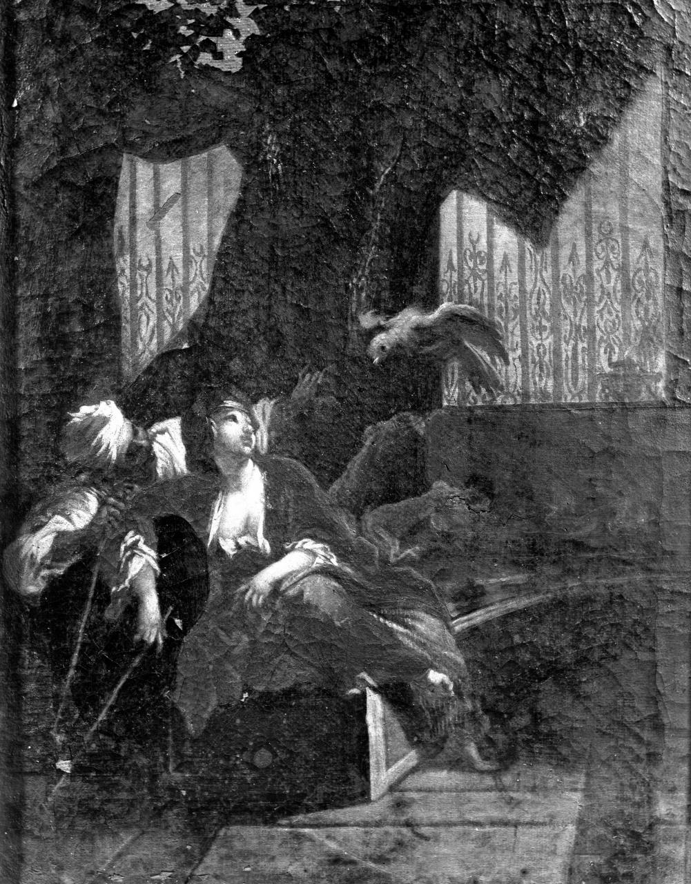 Coppia con pappagallo, scena turchesca (dipinto) di Rivière François (primo quarto sec. XVIII)
