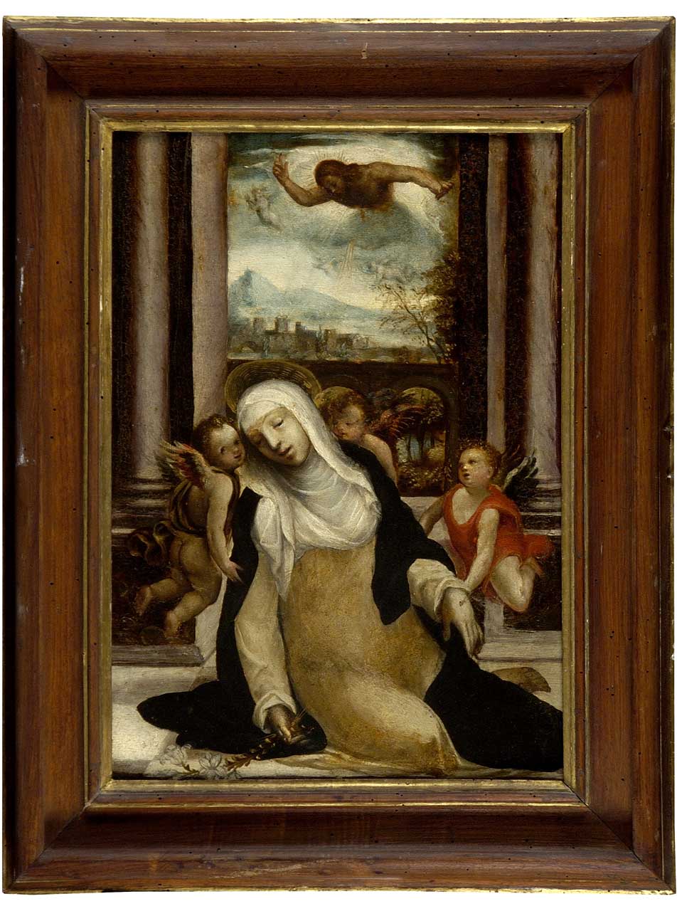 Santa Caterina da Siena riceve le stimmate (dipinto) di Salimbeni Arcangelo (attribuito) (ultimo quarto sec. XVI)