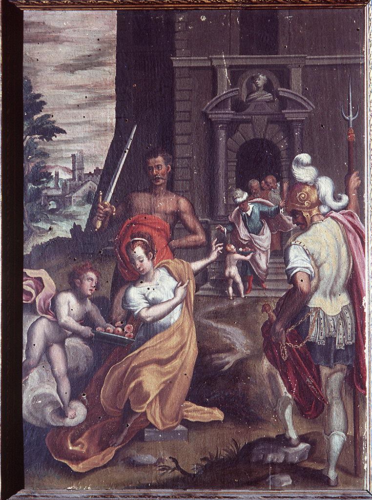 decapitazione di Santa Dorotea e invio della frutta dal Cielo (dipinto) - ambito toscano (ultimo quarto sec. XVI)