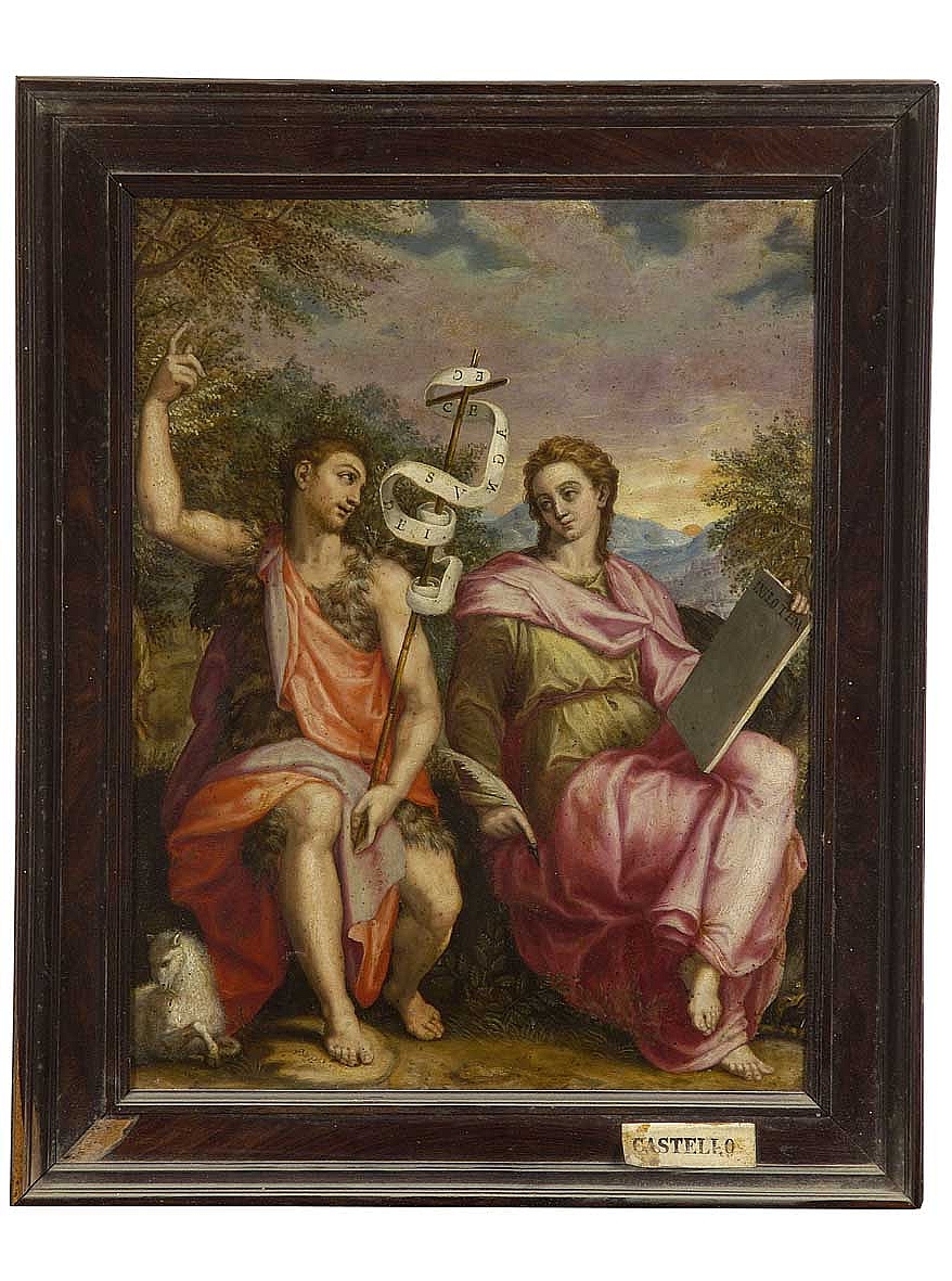 San Giovanni Battista e San Giovanni Evangelista (dipinto) - ambito toscano o emiliano (sec. XVI)