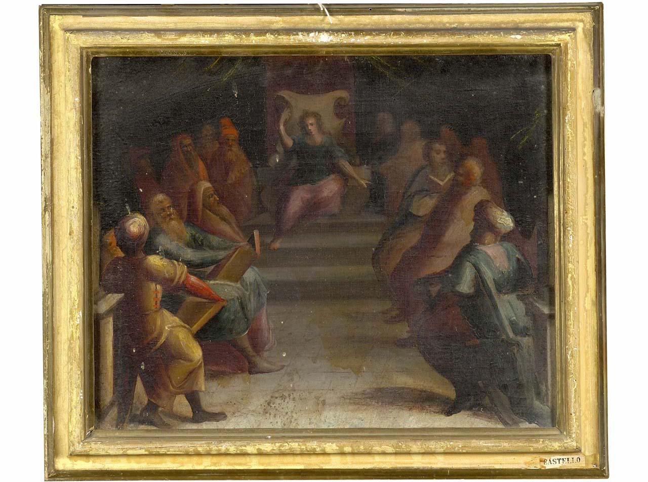 disputa di Gesù con i dottori nel tempio (dipinto) - ambito toscano (seconda metà sec. XVI)