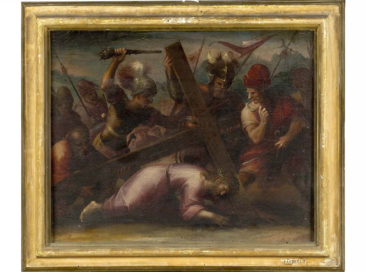 Cristo che cade portando la croce (dipinto) - ambito toscano (seconda metà sec. XVI)