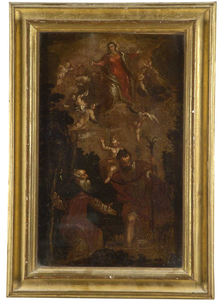 Madonna in gloria tra Sant'Antonio e San Cristoforo (dipinto) di Robusti Domenico detto Tintoretto (attribuito) (fine/ inizio secc. XVI/ XVII)