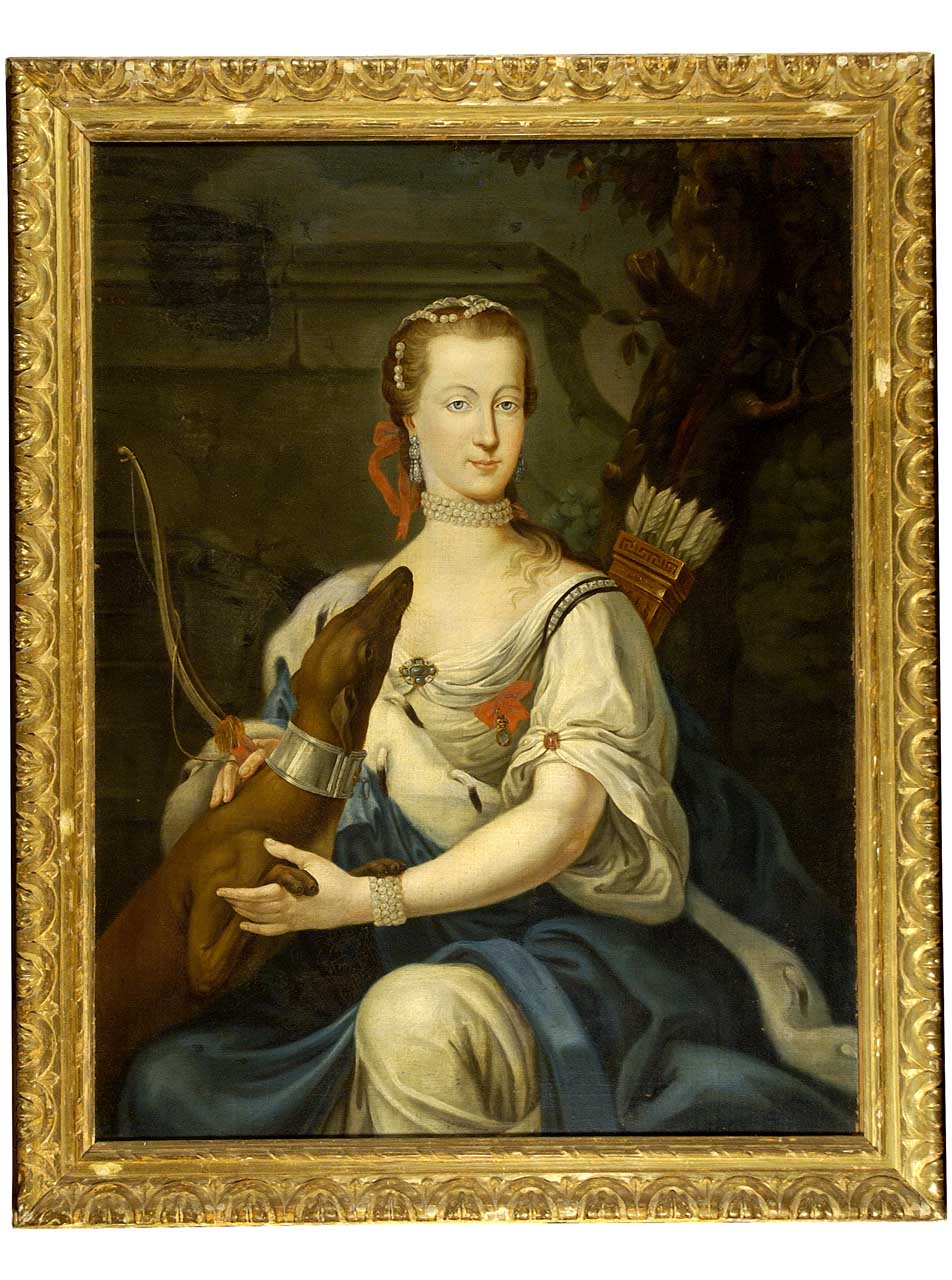 ritratto di Maria Carolina d'Asburgo in veste di Diana (dipinto) - ambito italiano (seconda metà sec. XVIII)