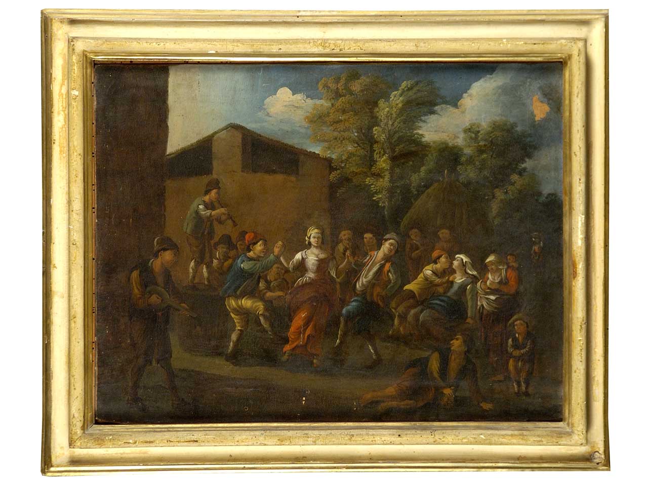 danza di contadini (dipinto) - ambito fiammingo (sec. XVII)