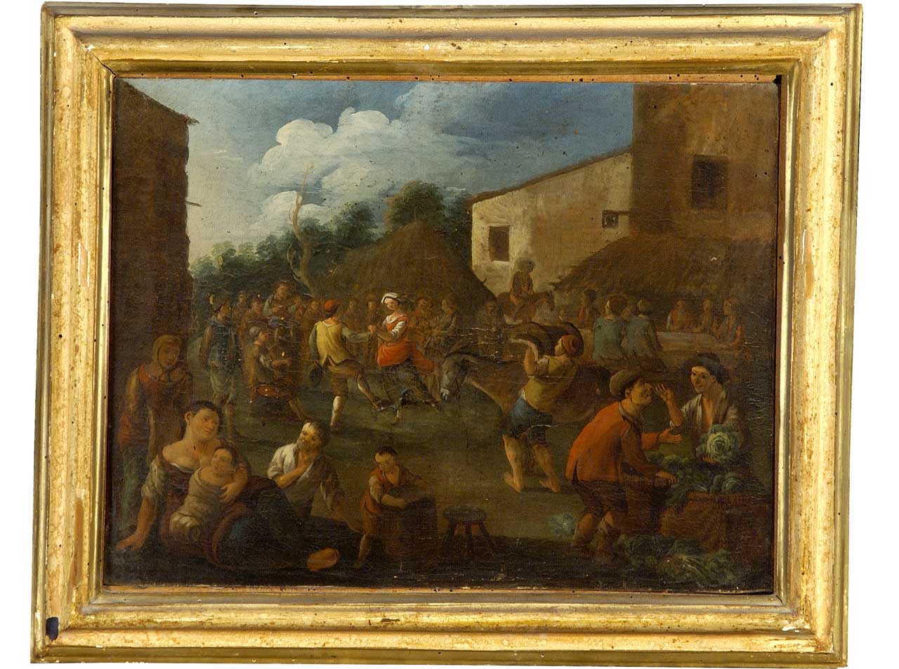 danza di contadini (dipinto) - ambito fiammingo (sec. XVII)
