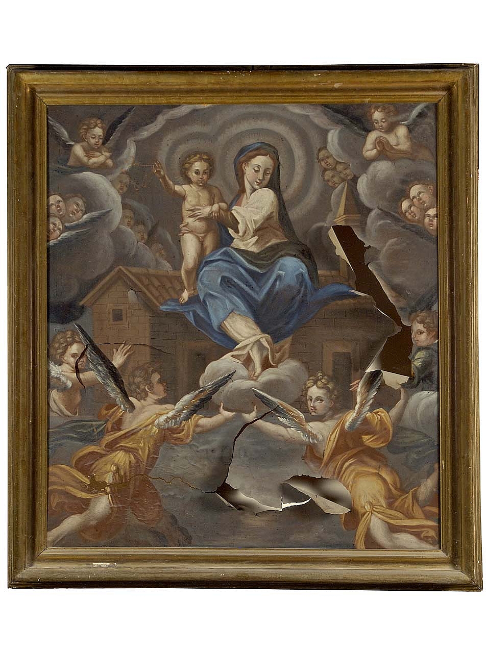 trasporto della Santa Casa a Loreto (dipinto) - ambito toscano (secc. XVI/ XVII)