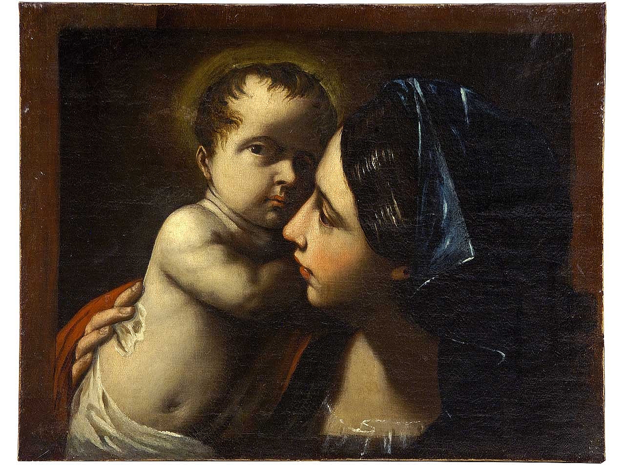 Madonna con Bambino (dipinto, frammento) di Reni Guido (maniera) (sec. XVII)