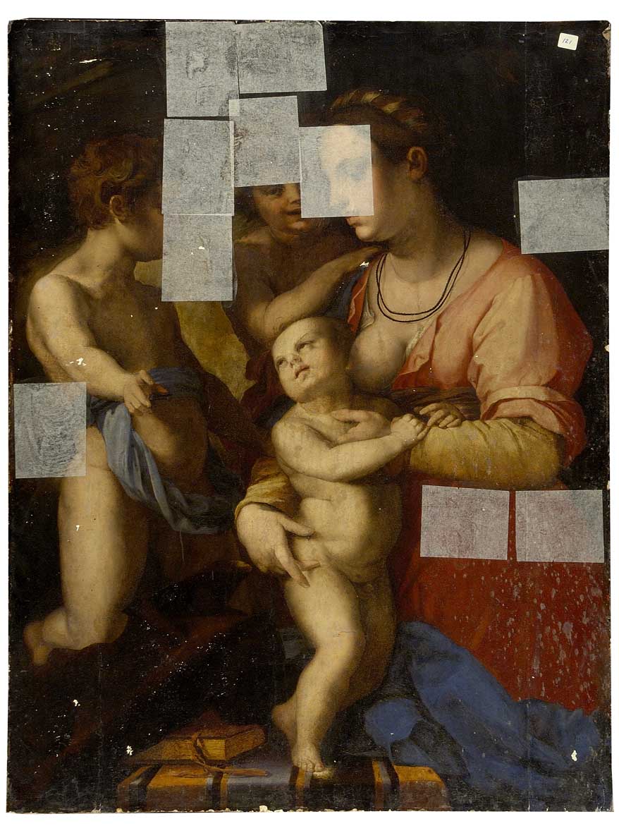 Madonna con Bambino e San Giovannino (dipinto) - ambito fiorentino (sec. XVI)