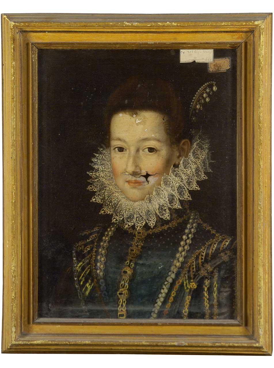 ritratto di donna (dipinto) - ambito fiorentino (ultimo quarto sec. XVI)