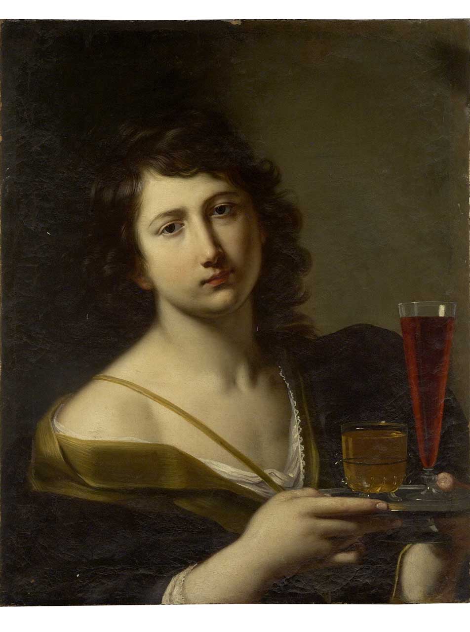 figura con vassoio e bevande (dipinto) - ambito fiorentino (prima metà sec. XVII)