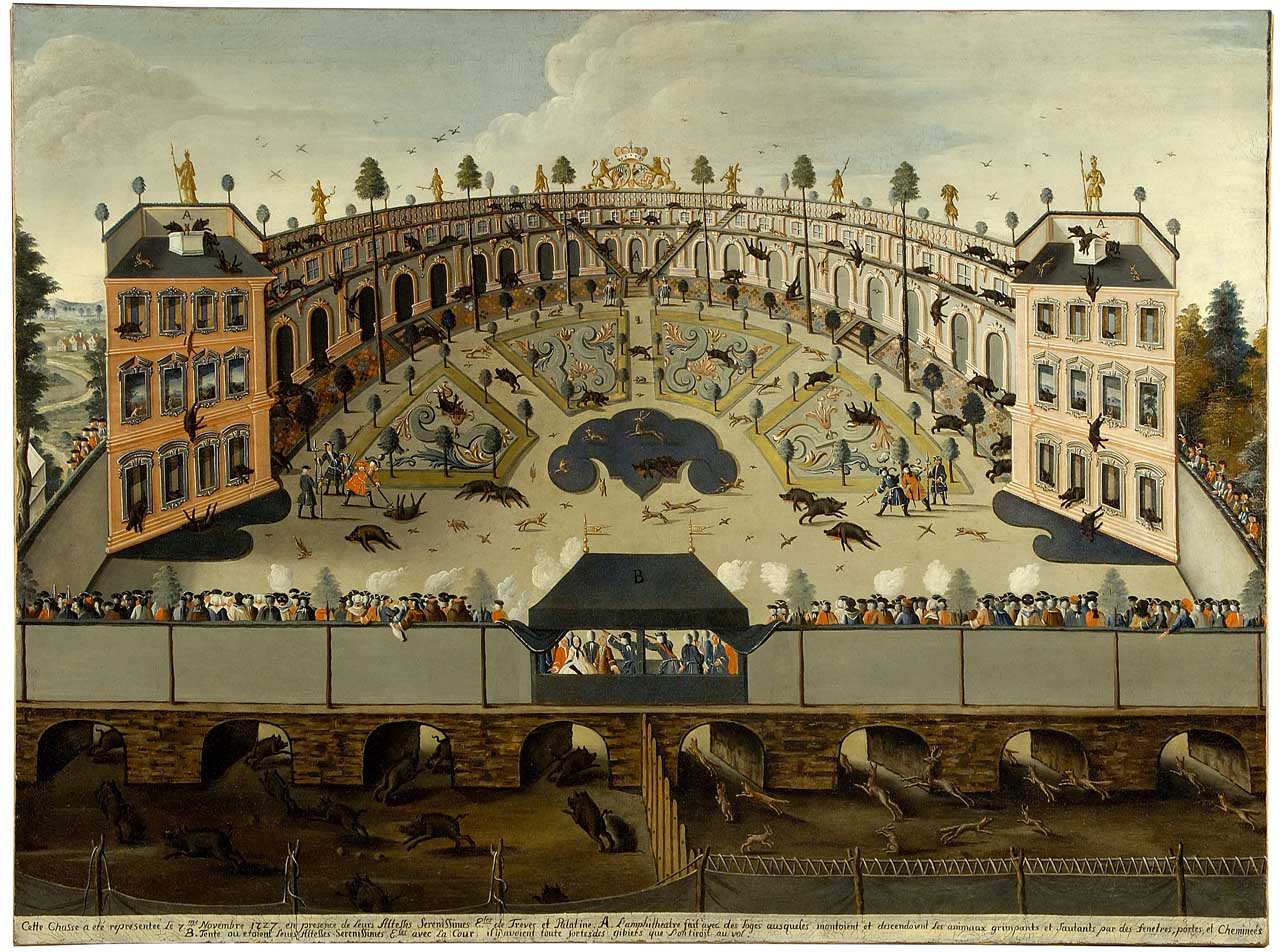 caccia al cinghiale delle Altezze Serenissime del Palatinato (dipinto) - ambito tedesco (sec. XVIII)