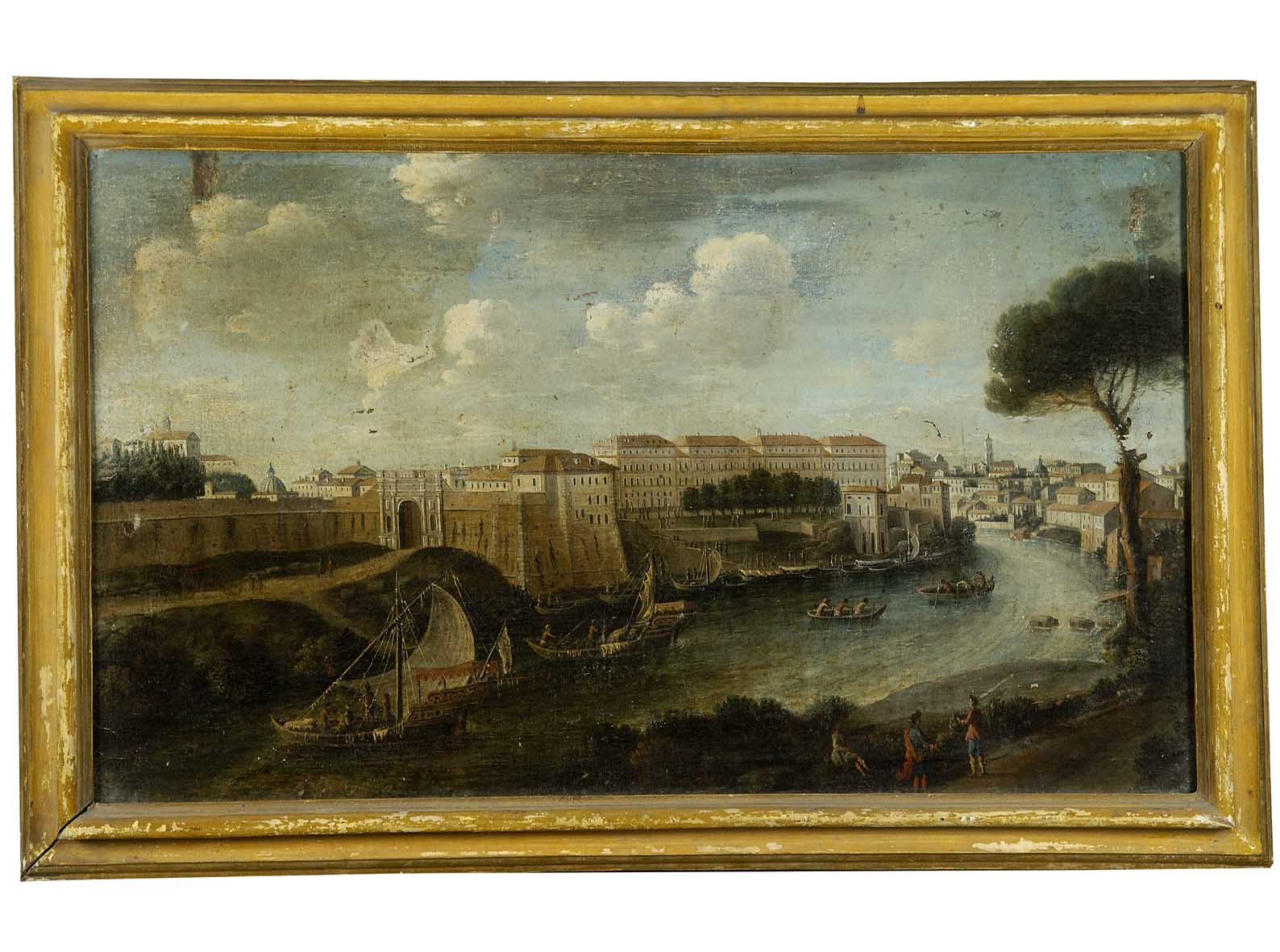 veduta di Porta Portese a Roma (dipinto) di Lint Hendrick Frans van detto Monsù Studio (prima metà sec. XVIII)
