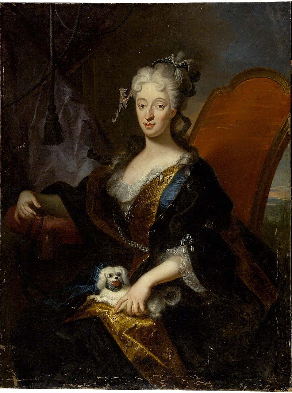 ritratto di dama con cagnolino (dipinto) - ambito emiliano (?) (sec. XVIII)
